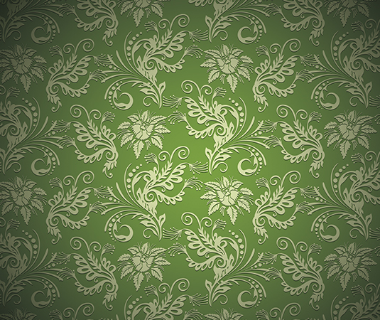 Zelená tapeta s ornamenty